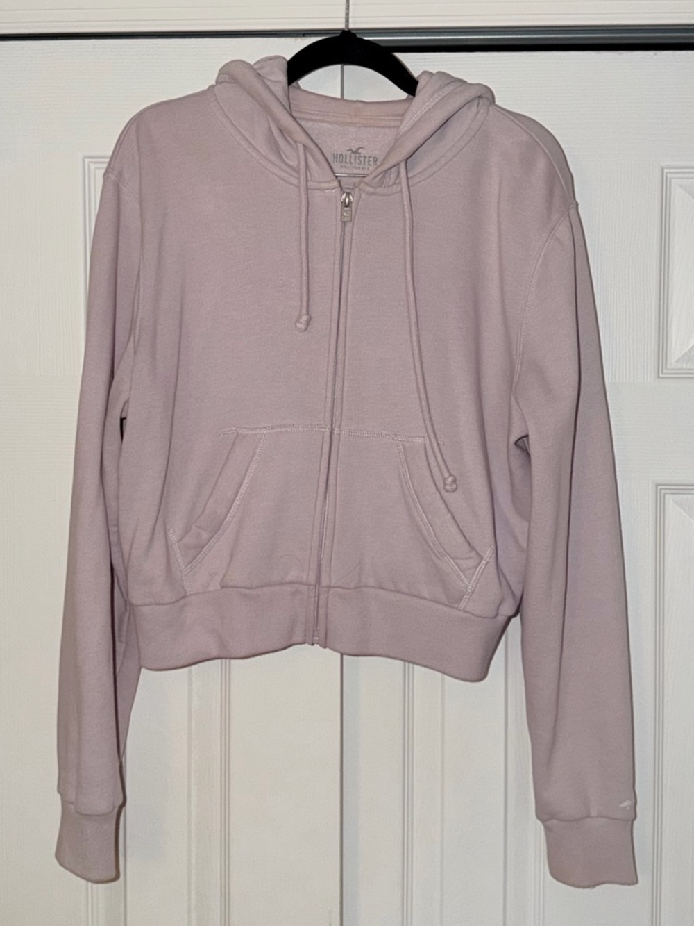 Hollister Cropped Light Purple Zip-Up Hoodie Size Large